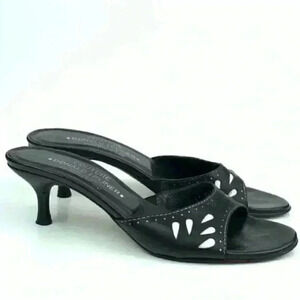 Donald J Pliner Couture womens heels size 7.5 N black white Italian leather 90s